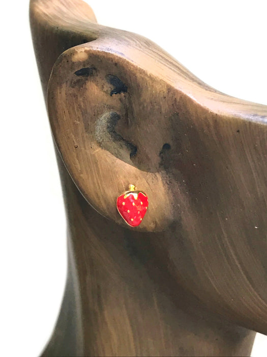 Sweet Red Strawberry Posts | Gold Plated Studs Earrings | Light Years