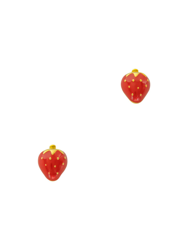 Sweet Red Strawberry Posts | Gold Plated Studs Earrings | Light Years