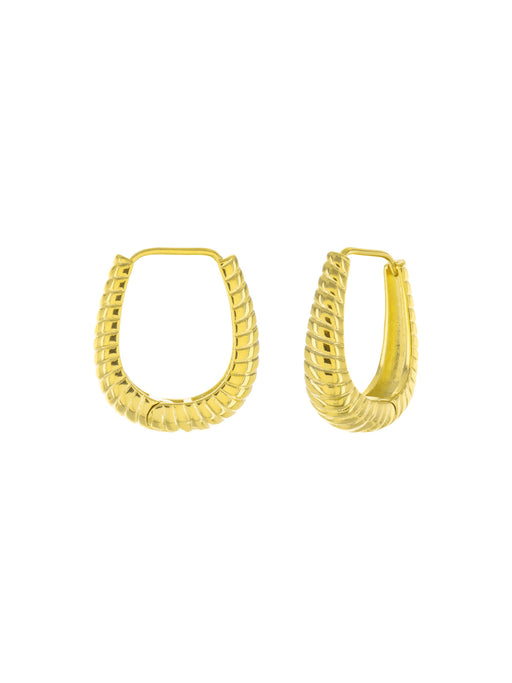 Ridged Oval Statement Huggie Hoops | Gold plated Earrings | Light Years