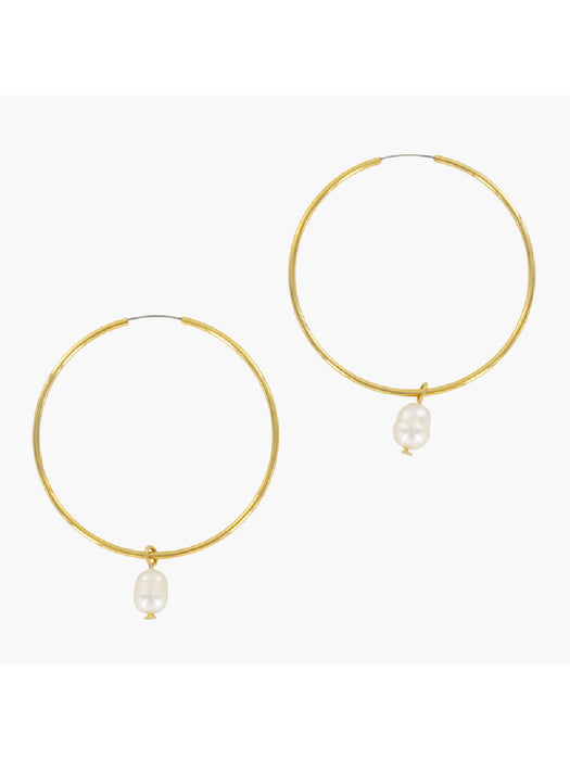 Pearl Drop Endless Hoops | Gold Plated Earrings | Light Years Jewelry