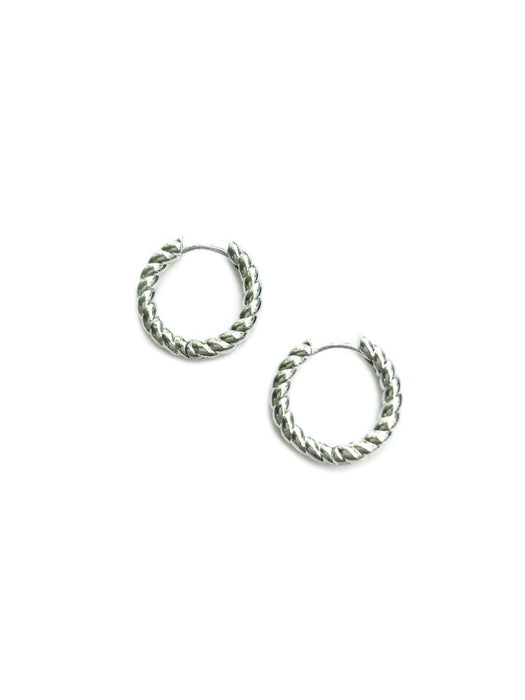 Twisted Huggie Hoops | Silver Plated Earrings | Light Years Jewelry