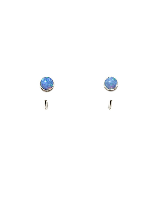 Blue Opal Curved Wire Earrings