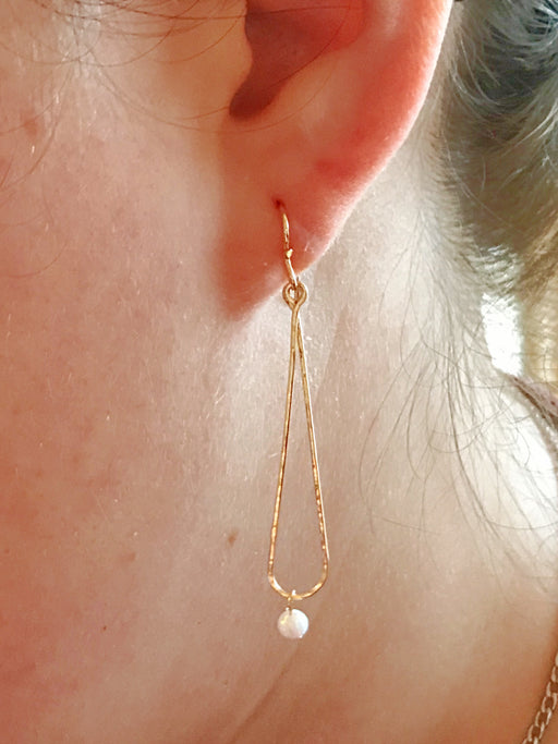 Hammered Teardrop Opal Dangles | 14kt Gold Filled Earrings | Light Years