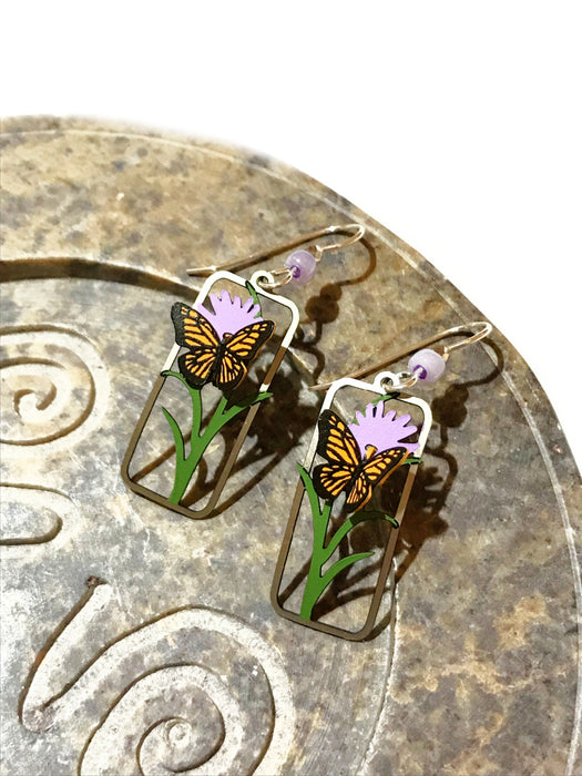 Butterfly & Flower Dangles | Sterling Silver Earrings | Light Years