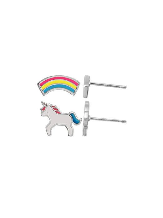 Unicorn Rainbow Enamel Posts | Sterling Silver Stud Earrings | Light Years