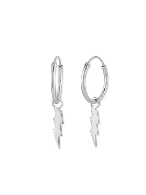 Lightning Bolt Charm Hoops | Sterling Silver Earrings | Light Years