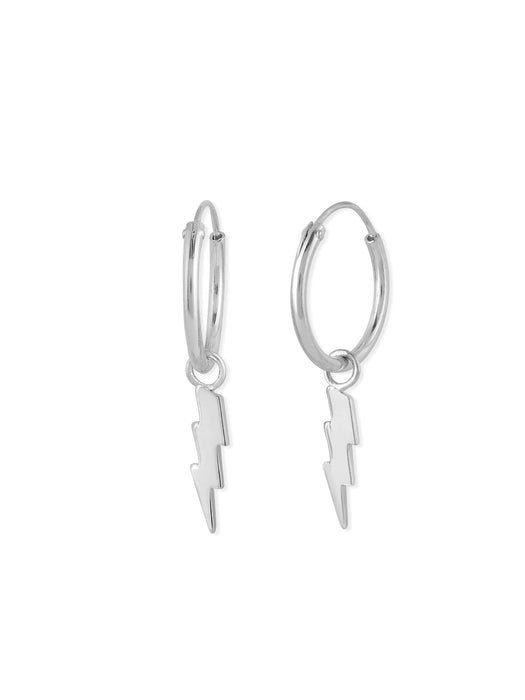 Lightning Bolt Charm Hoops | Sterling Silver Earrings | Light Years