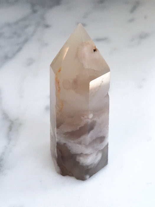 Flower Agate Gemstone Tower | Crystal Stone Prism | Light Years Jewelry