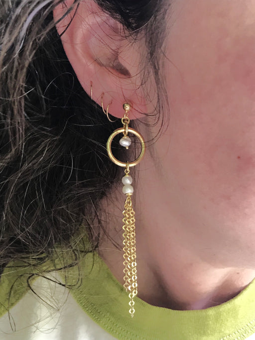 Pearl & Chain Statement Earrings | Gold Vermeil Earrings | Light Years
