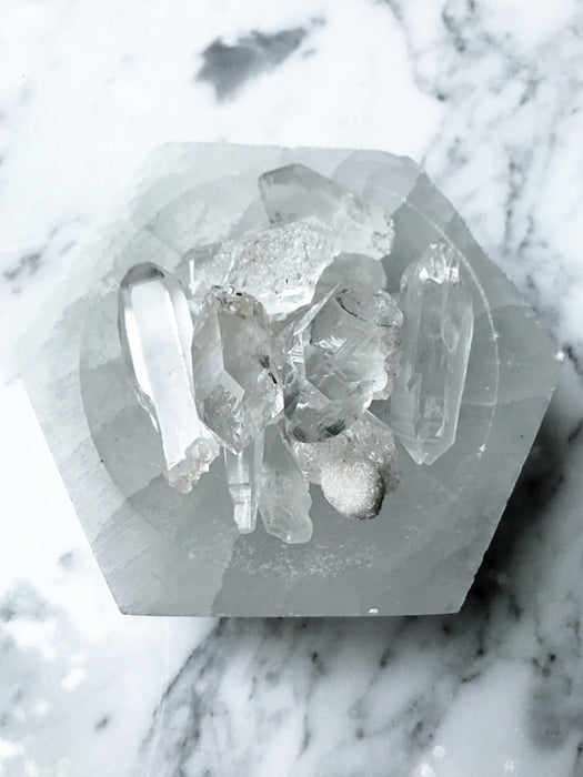 Selenite Bowl | Hexagon Gemstone Trinket Dish | Light Years Jewelry