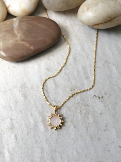 Shell & CZ Sun Necklace | Gold Plated Chain Pendant | Light Years