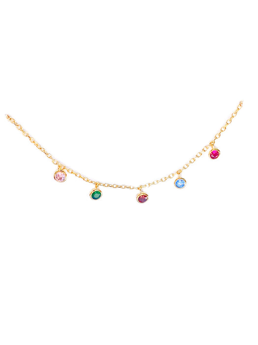 Multicolor CZ Charm Bracelet | Gold Plated Chain | Light Years Jewelry
