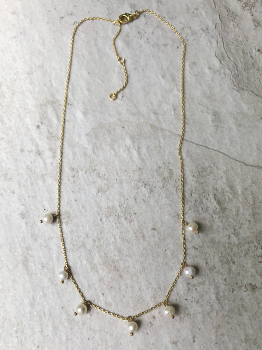 Pearl Charm Necklaces | White Gold Silver Plated Chokers | Light Years