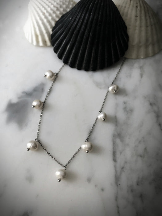 Pearl Charm Necklaces | White Gold Silver Plated Chokers | Light Years