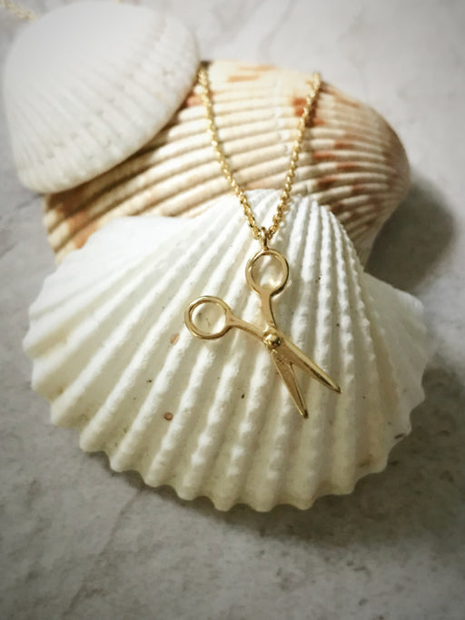 Scissors Necklace | White Gold Plated Silver Chain Pendant | Light Years