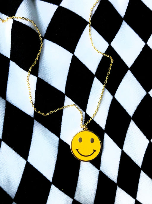 Smiley Face Necklace | Gold Plated Chain Pendant | Light Years Jewelry