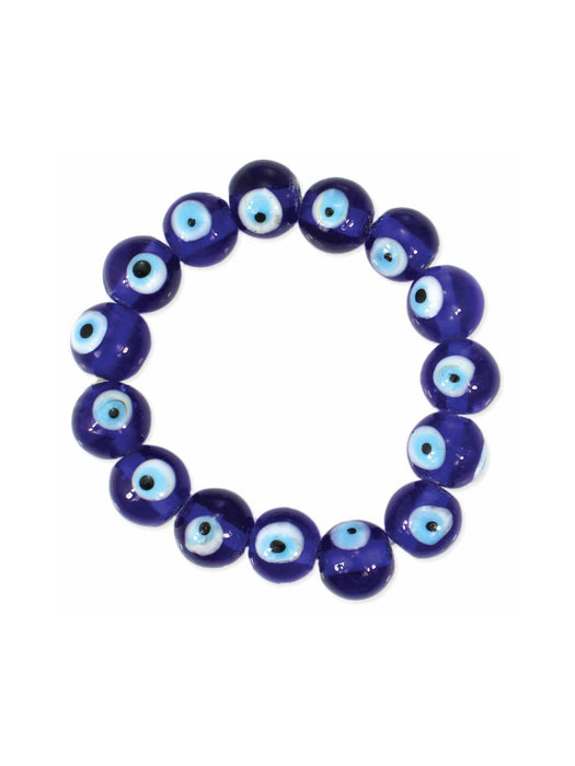 Chunky Blue Glass Eye Beaded Stretch Bracelet
