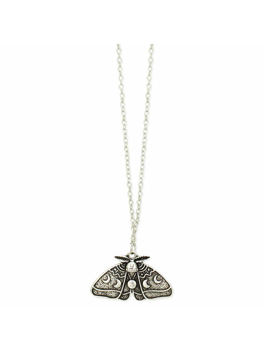 Lunar Moth Necklace | Antique Silver Chain Pendant | Light Years Jewelry