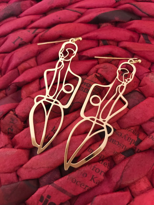 Abstract Figure Statement Earrings | Gold Fashion Dangles | Light Years