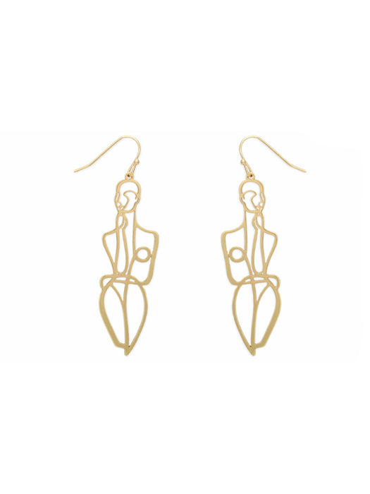 Abstract Figure Statement Earrings | Gold Fashion Dangles | Light Years
