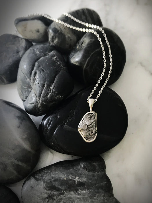 Rough Cut Gemstone Necklace | Meteorite | Sterling Silver Pendant Chain | Light Years