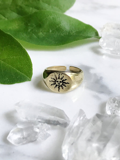 Celestial Signet Rings by Amano | El Sol The Sun | Brass Adjustable Band | Light Years