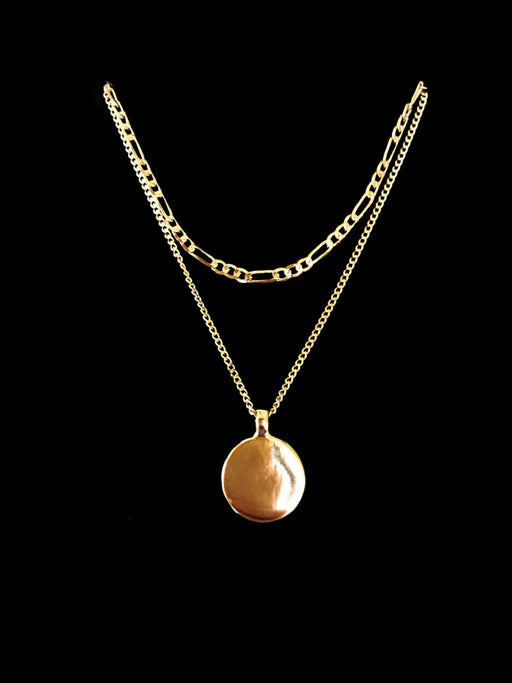 Disc & Figaro Chain Layered Necklace | 14kt Gold Plated | Light Years