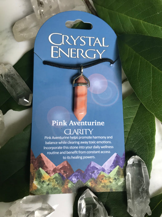 Crystal Energy Gemstone Pendants | Pink Aventurine | Stone Cord Necklace | Light Years