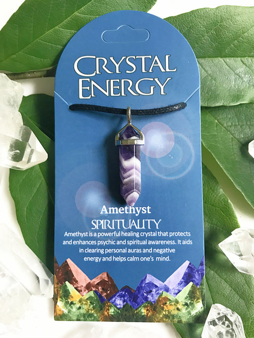 Crystal Energy Gemstone Pendants | Amethyst | Stone Cord Necklace | Light Years
