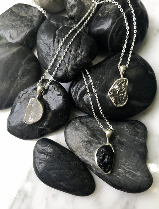 Rough Cut Gemstone Necklace | Sterling Silver Pendant Chain | Light Years