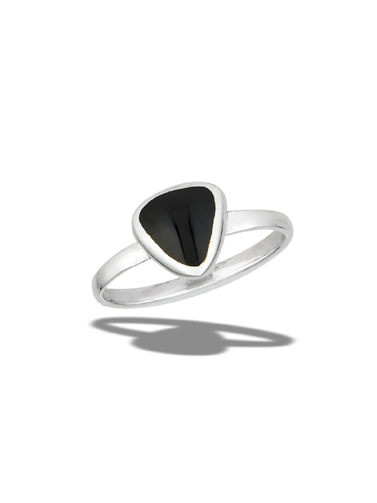 Onyx Triangle Ring | Sterling Silver Size 6 7 8 9 10 | Light Years