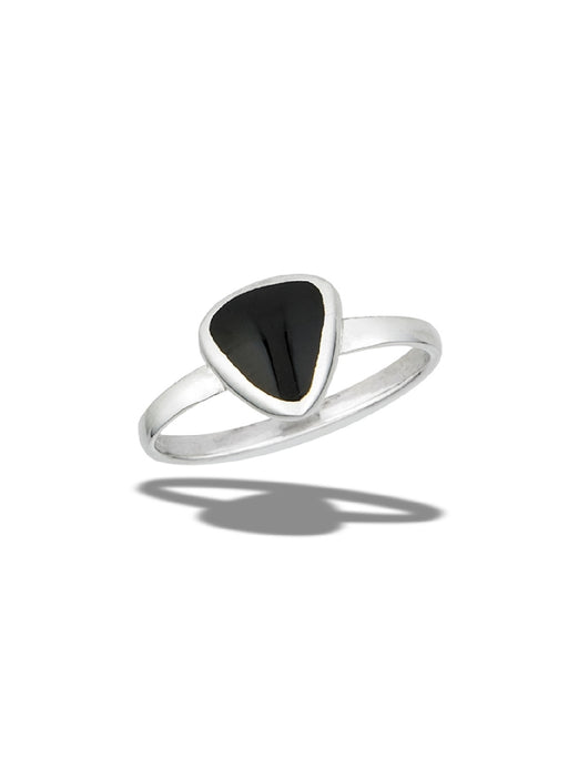Onyx Triangle Ring | Sterling Silver Size 6 7 8 9 10 | Light Years Jewelry