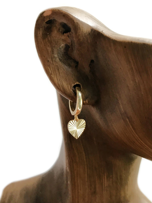 Cut Heart Charm Huggie Hoops | 14kt Gold Vermeil Earrings | Light Years Jewelry