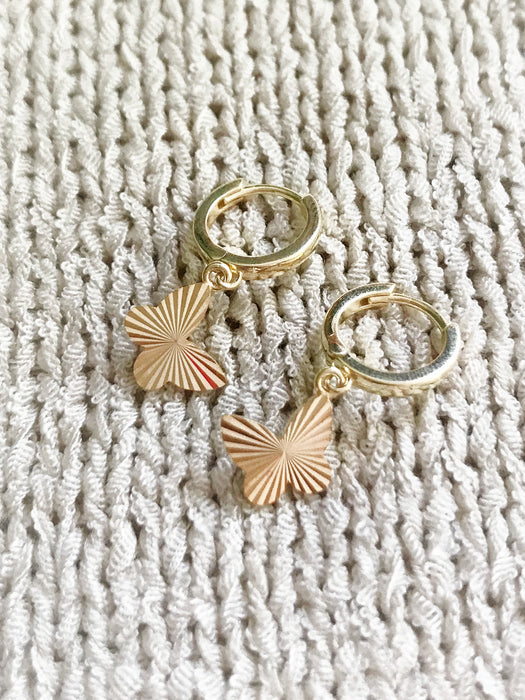 Cut Butterfly Charm Huggie Hoops | 14kt Gold Vermeil Earrings | Light Years Jewelry