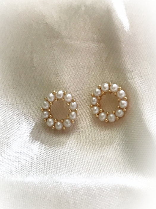 Pearl Ring Posts | 14kt Gold Vermeil Studs Earrings | Light Years Jewelry