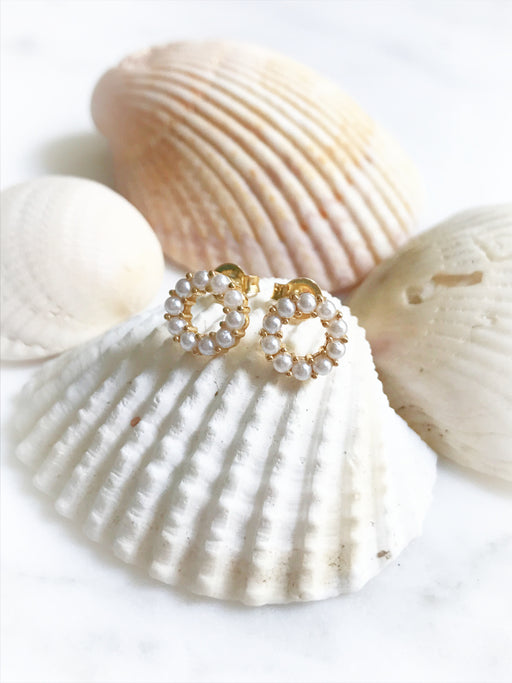 Pearl Ring Posts | 14kt Gold Vermeil Studs Earrings | Light Years Jewelry
