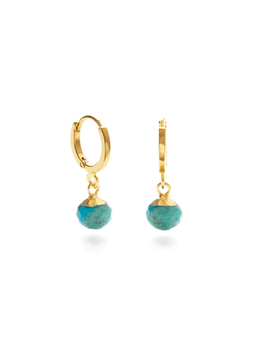 Cut Gemstone Huggie Hoops by Amano Studio | Gold Plated Turquoise | Light Years
