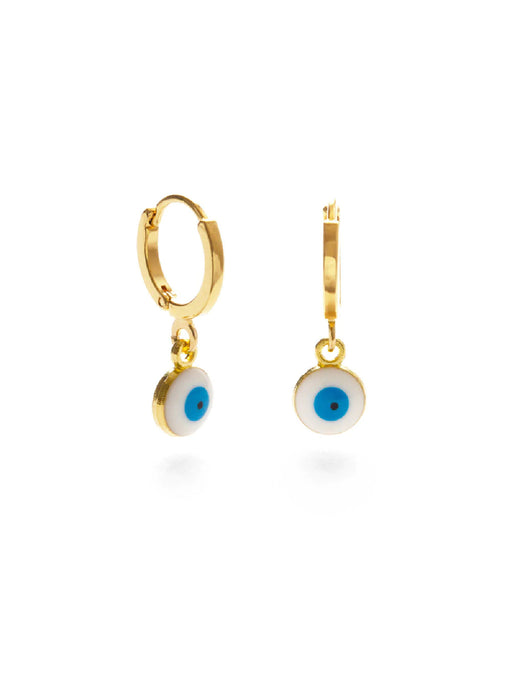 Classic Eye Charm Huggie Hoops by Amano | 24k Gold Plated | Light Years