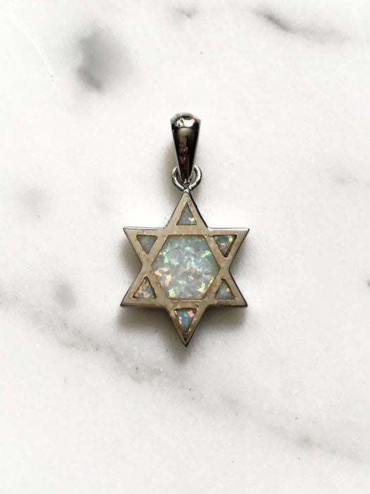 Sterling Silver Star of David Pendant with CZ Stones Butterfly style