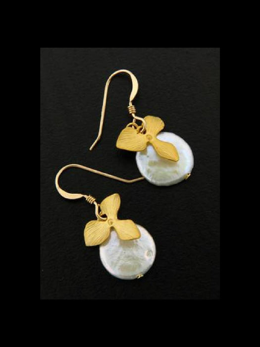 Orchid & Coin Pearl Dangles | 14kt Gold Filled Earrings | Light Years