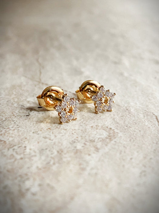 CZ Star Flower Posts | Silver Gold Plated Studs Earrings | Light Years