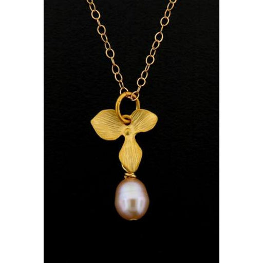 Pink Pearl & Orchid Pendant Necklace | 14kt Gold Filled Chain | Light Years