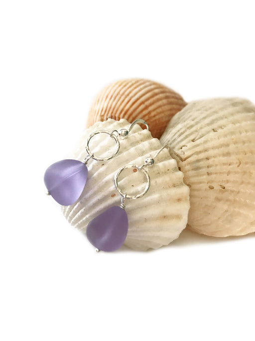 Purple Sea Glass & Ring Dangles | Sterling Silver | Light Years Jewelry