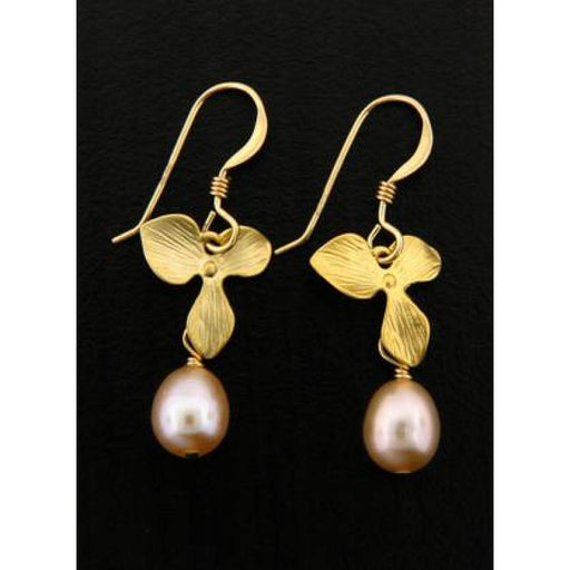 Orchid & Pink Pearl Dangles | 14kt Gold Filled Earrings | Light Years Jewelry