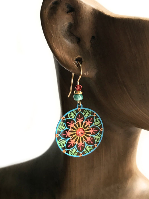 Colorful Mandala Dangles Earrings by Adajio | Light Years Jewelry