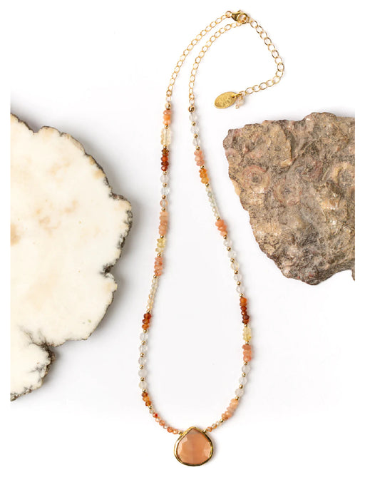 Sunburst Peach Moonstone Necklace by Anne Vaughan | Light Years Jewelry
