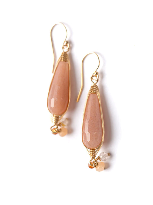 Sunburst Peach Moonstone Statement Earrings | Gold Filled | Light Years