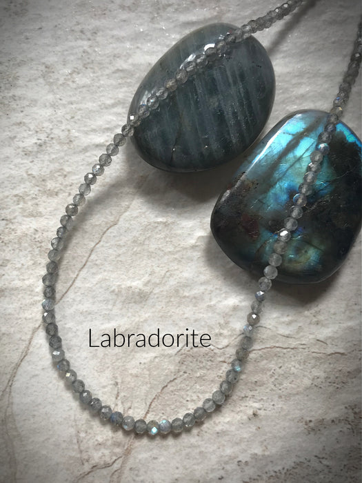 Faceted Gemstone Beaded Necklace | Labradorite | Sterling Silver | Light Years Jewelry