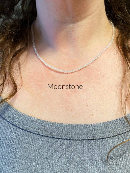 Faceted Gemstone Beaded Necklace | Moonstone | Sterling Silver | Light Years Jewelry