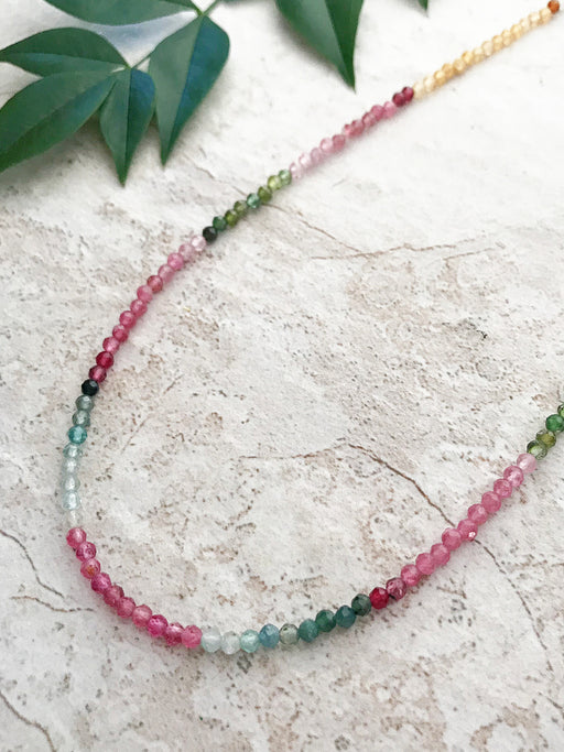 Faceted Tourmaline Beaded Necklace | Sterling Silver Clasp | Light Years